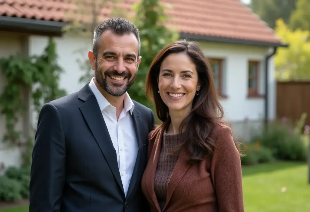 رجل وزوجته سعيدين بعد شراءهما لبيت في المانيا
شراء منزل في ألمانيا